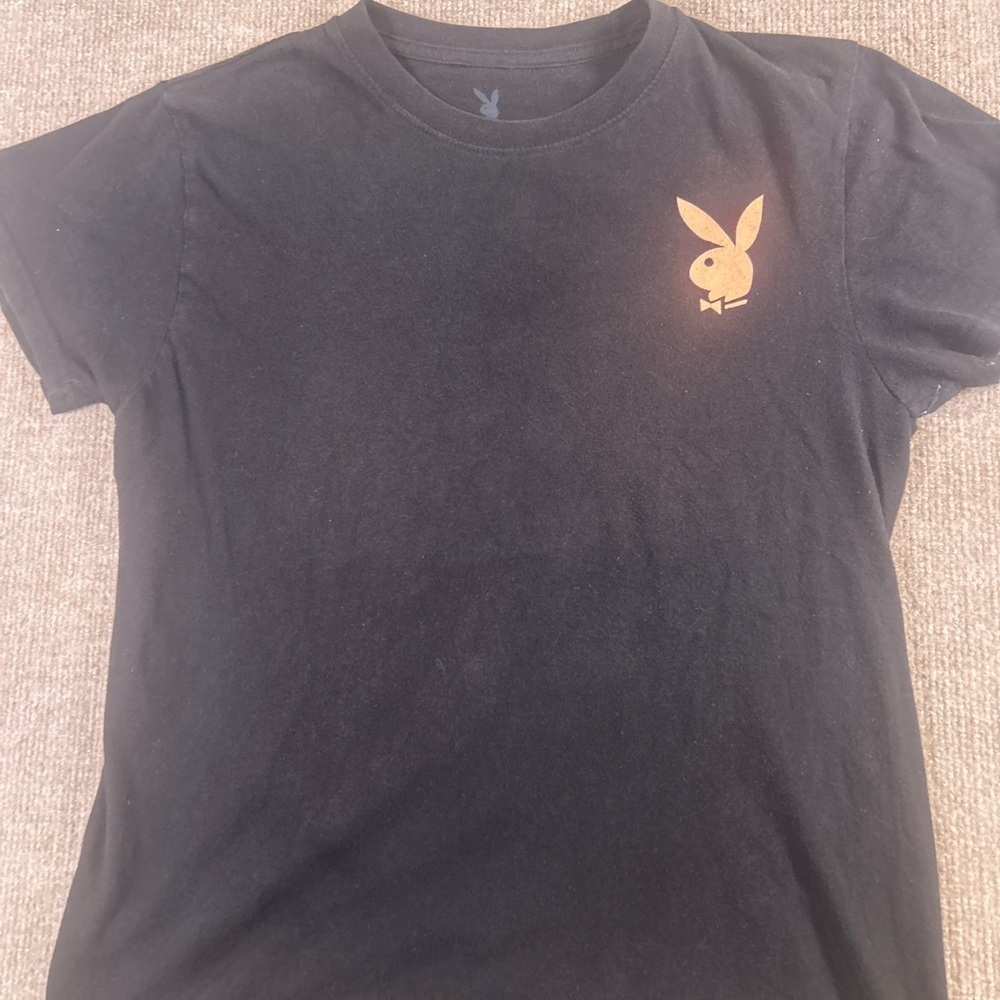 PLAYBOY Black Tee with Gold Bunny Logo